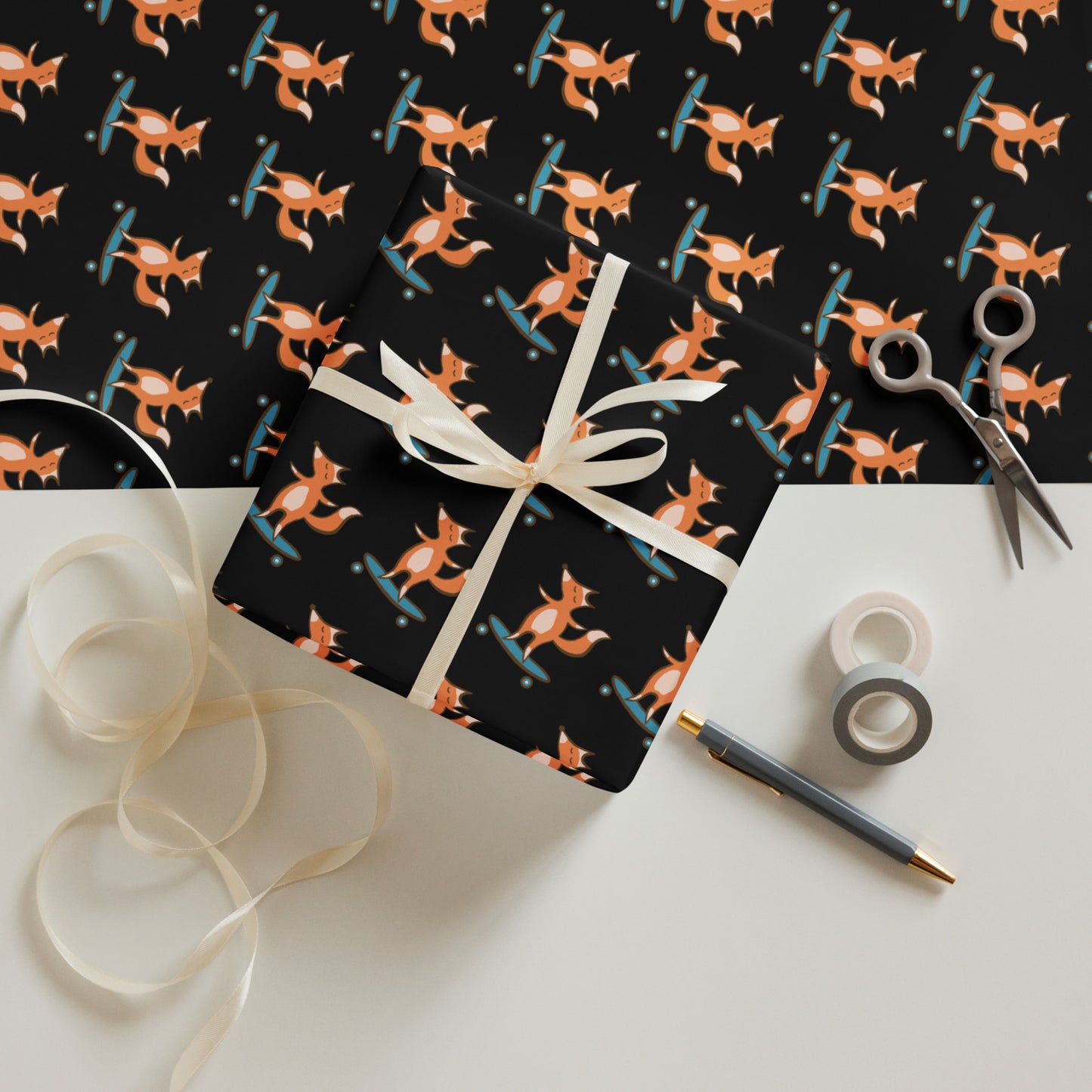 Foxy Birthday Wrapping Paper Sheets